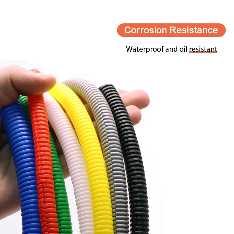 1/5/10M 7.5mm-34.5mm PP Insulated Corrugated Pipe Wire Hose Threading Hose Plastic Corrugated Pipe Protective Sleeve