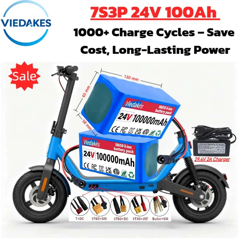 

Large capacity 7S3P 24V 100Ah battery pack-long-lasting energy ensures smooth,safe,and extended riding time indoors and outdoors