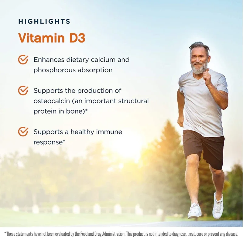 Vitamin D3 Supplement - Helps Calcium Absorption, Fights Fatigue, Improves Immunity, and Promotes Muscle and Bone Health