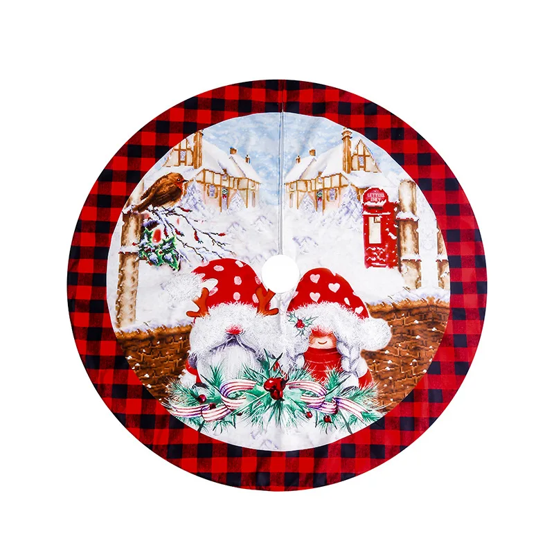 Christmas Red and Black Plaid Christmas Tree Skirt Christmas Apron Christmas Socks Tablecloth Set Home Decorations party