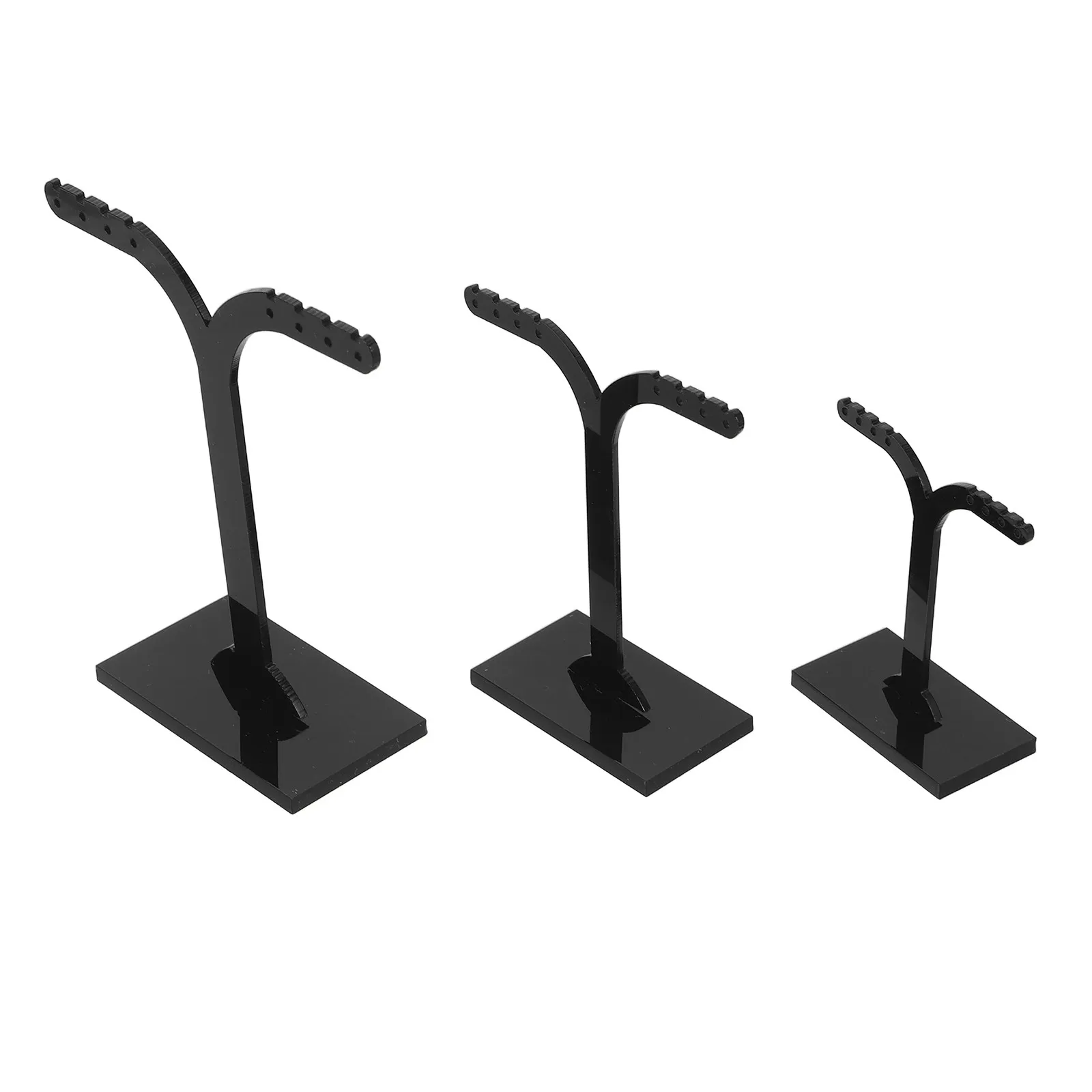 

3Pcs Acrylic Earring Display Stands Multiple Sizes Jewelry Organizer Rack for Retail Tabletop Showcase Black Earring Stand