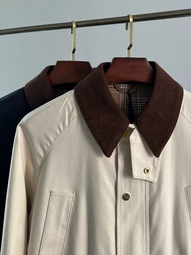 Fashion Mens Long Sleeve Casual Jacket Coat Turndown Collar Single Breasted Multi Pockets Autumn Winter Vintage Male Outerwear