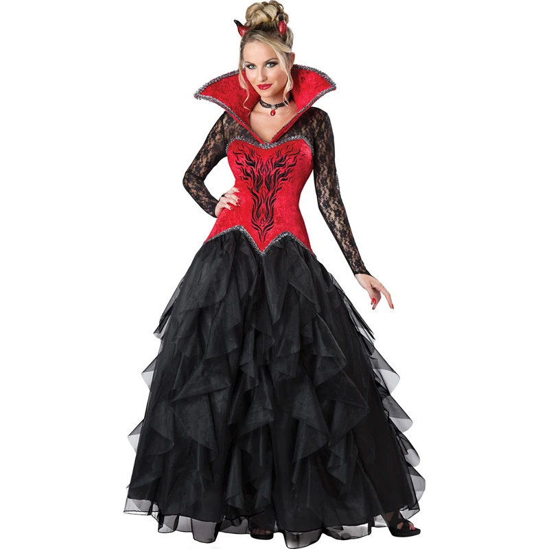 Carnival Halloween Lady Gothic Demonic Costume Glamour Witch Devil Spooktacular Cosplay Fancy Party Dress