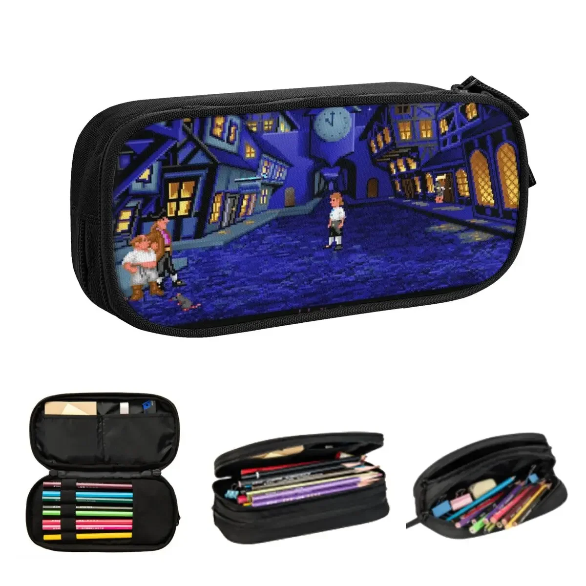 Melee Island Streets (Monkey Island 1) Pencil Cases Large Capacity Pen Bags Pen Box Pencil Pouch For Boys Girl Stationery School