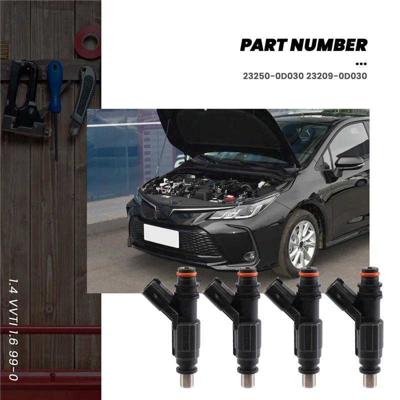 

4Pc/Set Fuel Injector Nozzle 23250-0D030 23209-0D030 For Toyota Avensis Corolla 1.4 VVTI 1.6 99-04 0280156019