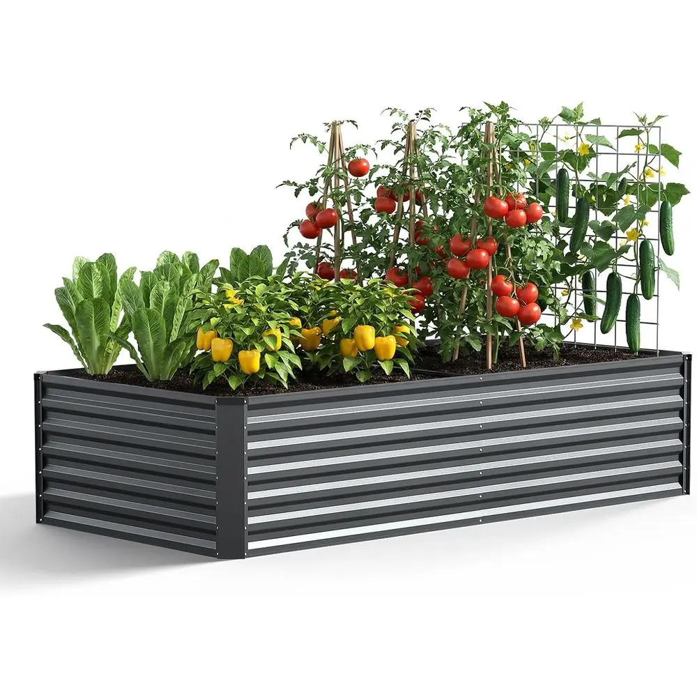 

Large Outdoor Galvanized Raised Garden Bed, 6x3x2ft, Durable Metal Planter for Vegetables, Fruits, and Herbs, Easy Assembly, Hig
