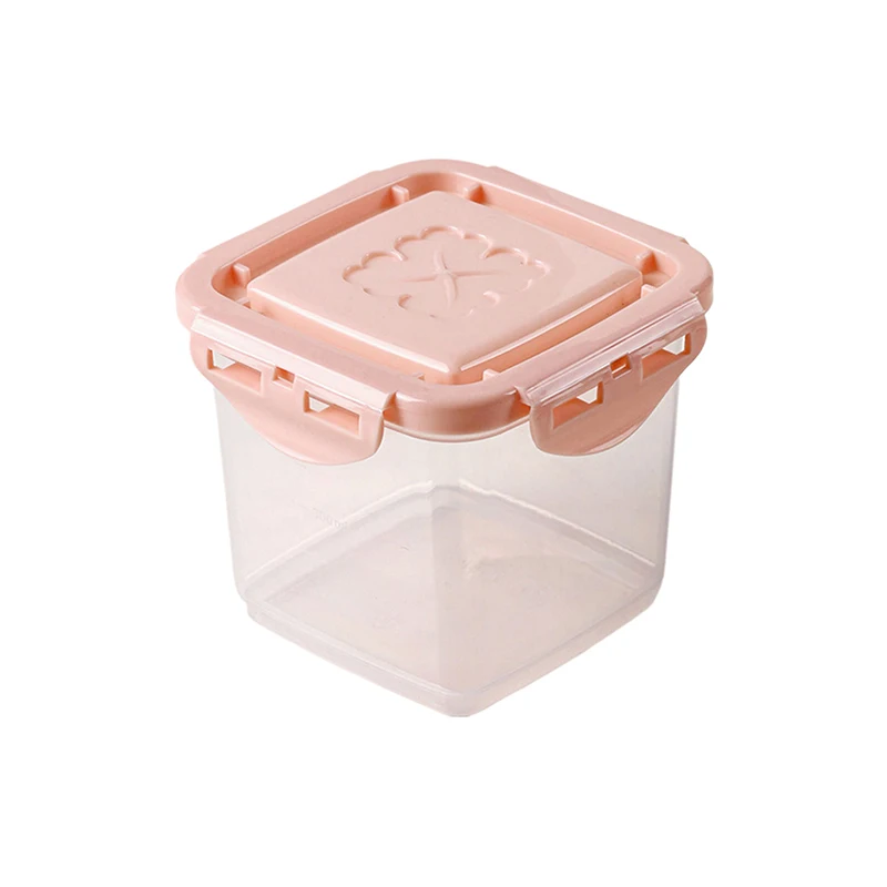 1 PC โปร่งใสสแควร์เค้กคอนเทนเนอร์ไอศกรีมปิดผนึก Jar พร้อมฝาปิดนํากลับมาใช้ใหม่กล่องขนมตู้เย็นผักผลไม้สดกล่อง