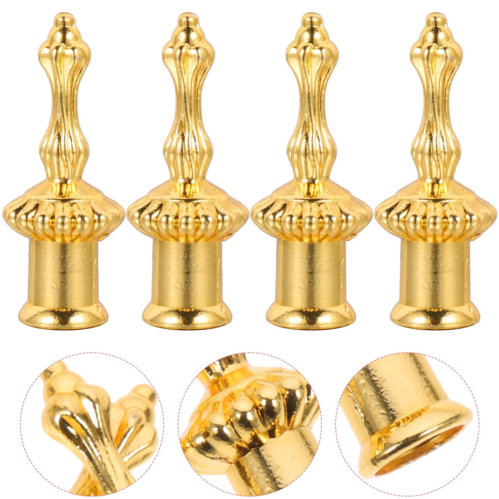 

4 Pcs Golden Lamp Cap Decoration Lampshade Holder Harp Finial Light Covers Crystal Knob for Zinc Alloy Finials Tapped Table