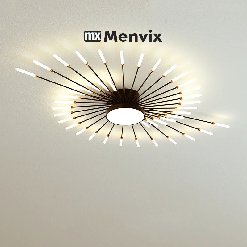 Modern Flower Shape Ceiling Lamp for Living Room Dining Room Flush Mount Metal Acrylic Sputnik Firework Petal Lighting Fixture