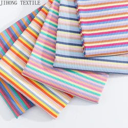 45/90/180cm Rainbow Rib knit Cuff Fabric Combed Cotton Striped Stretch fabric For Sewing Hoodie Cuff Neckline Baseball Hem