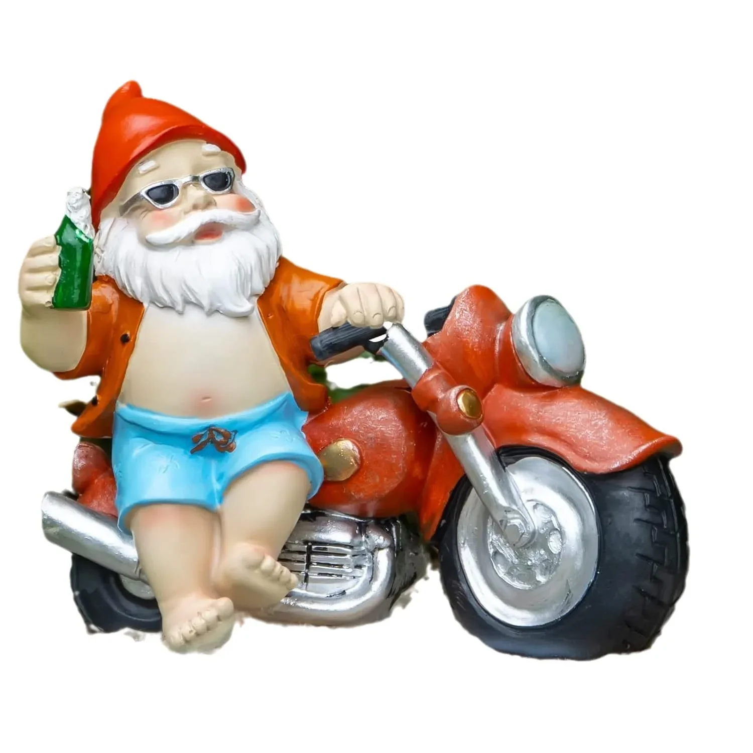 New  Dwarf Resin Crafts Garden Decoration Home Decorations Beach Old Man Riding Motorcycle Statue Gardening Decorations Ornament