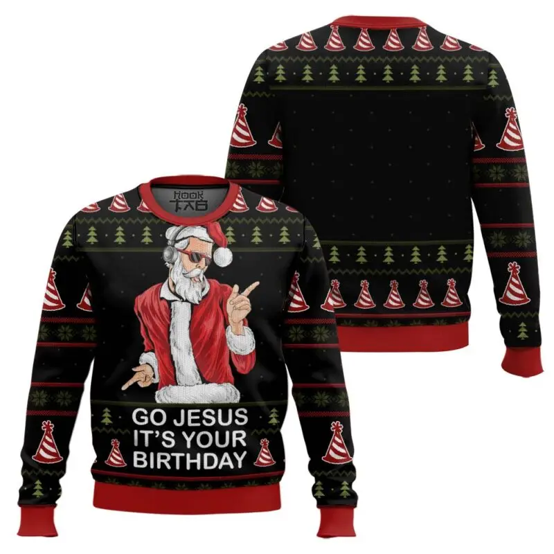 Jesus Birthday Boy Ugly Sweater Funny Christmas Party Wear Holiday Pullover Festive Family Matching Outfit Gifts for Christmas