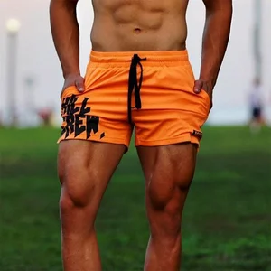 Erkek Yaz Koşu Spor Salonu Spor nefes Örgü Şort Boks Eğitimi Erkek Hızlı Kuru plaj pantolonları, Şort, Ağırlık Kaldırma 6 Büyük satış bermuda-erkek-turuncu - №6