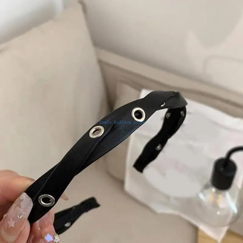 L5yb Twisted PU in pelle con fascia cuoio in pelle elastica per donna elastico elastico esagerato roccia regolabile in stile