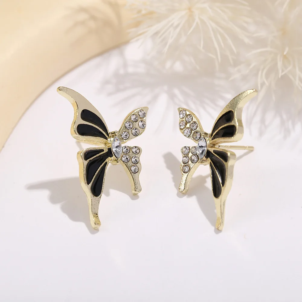 925 Silver Needle Korean Fashion Crystal Butterfly Earrings For Women Jewelry 2026 Trending New Luxury Sweet Women's Earrings