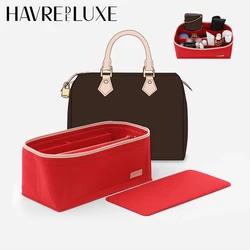 HAVREDELUXE Bag Organizer For Speedy 25 30 Felt Inner Bag Support Shape Easy Storage Handbag Insert Organizer with Pockets