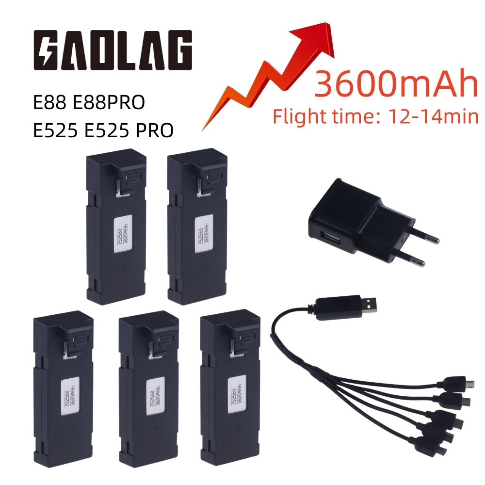 Ersatz batterie für f185 f195 s92 p1 uav Batterie zubehör für e88 e88s 3600mah 3,7 v fern gesteuerte Drohnen-Backup-Batterie
