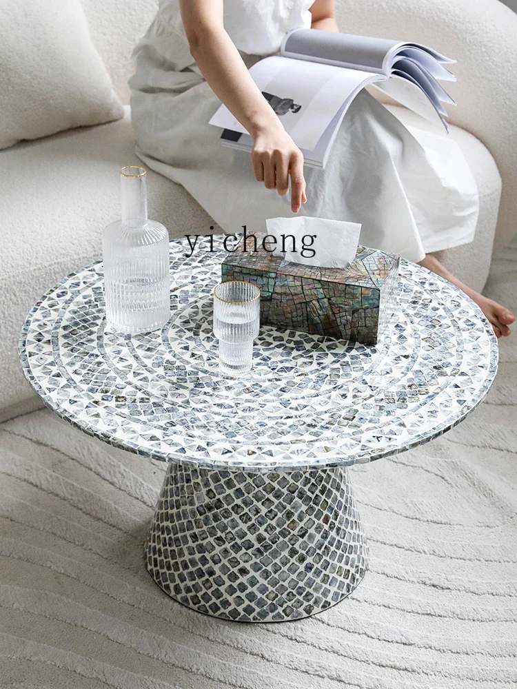 Zf premium coffee table living room shell round table sofa edge creative light luxury corner table