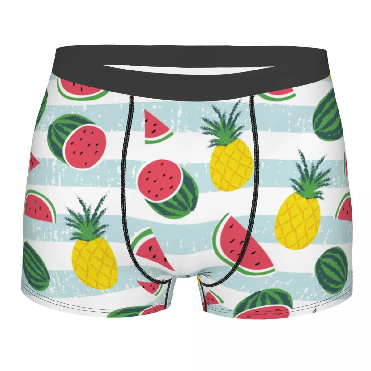 Watermelon Pineapple Stripes Men's Underwear Boxer Shorts Panties Hot Breathable Underpants for Homme Plus Size