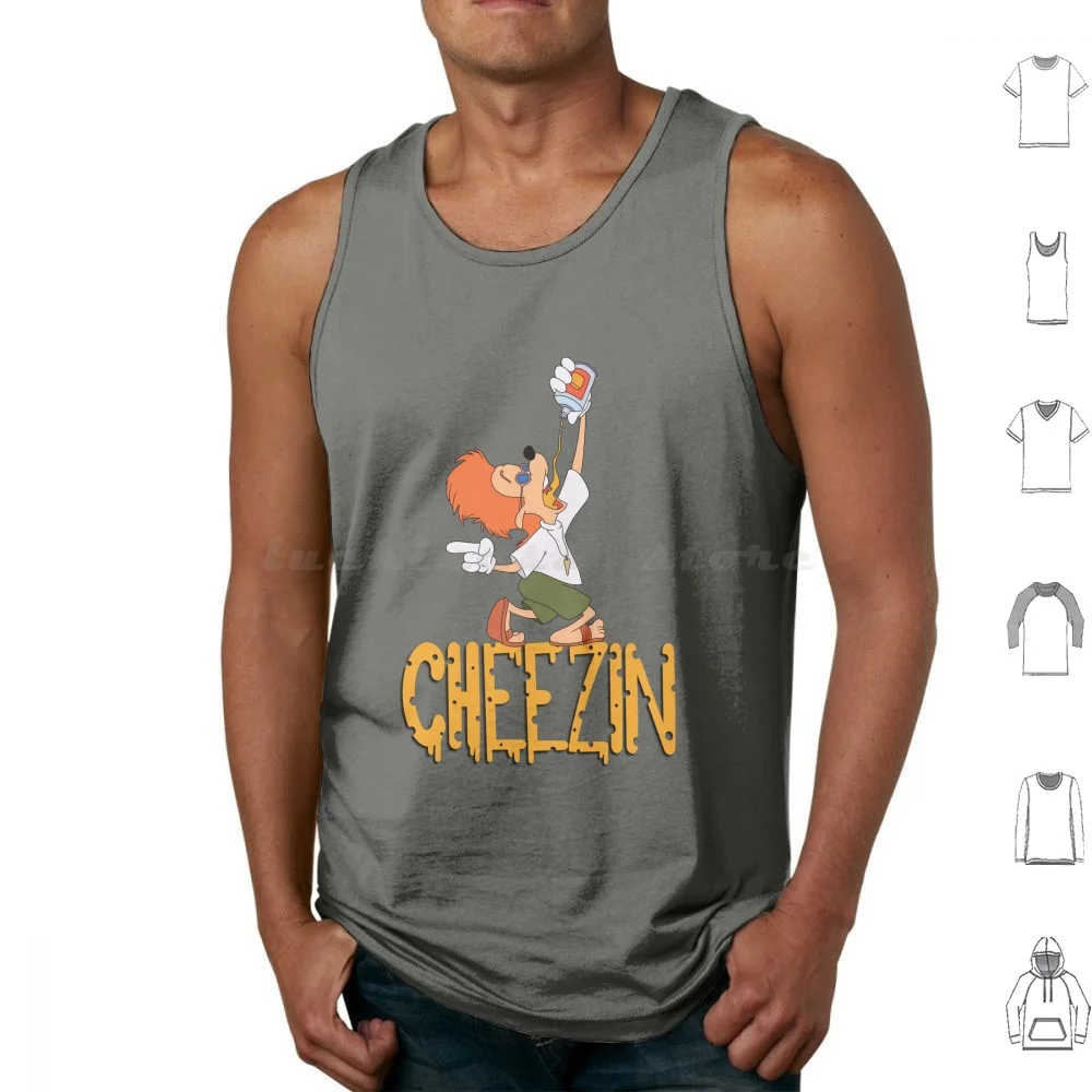 Cheezin Tank Tops Print Cotton A Movie Bobby Bobby Zimuruski Max Roxanne Retro 90s Blue Red Head Goof Troop Goof Cartoon