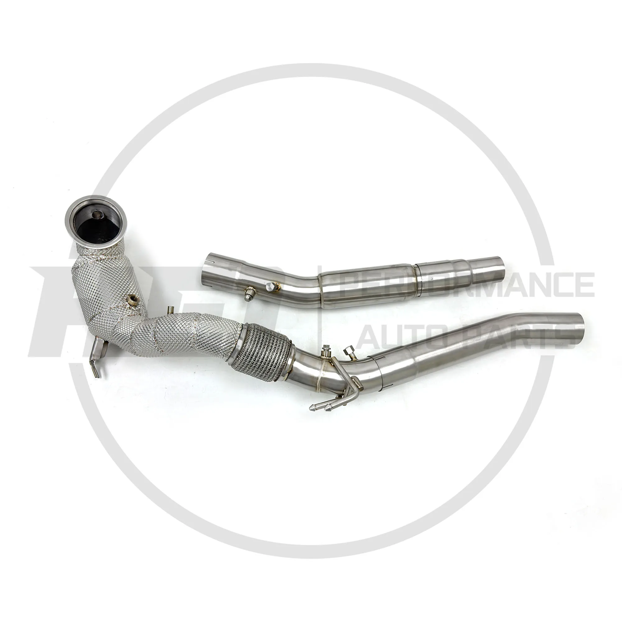 Premium High Flow Exhaust Downpipe With Resonator Heat Insulation Neat Welding for VW Golf 8R 2.0T