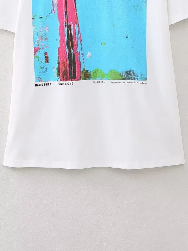 

Faionable ort Sve футболка с принтом, женская летняя новинка 2023, круглая футболка Ne Commute Sle с креативным узором