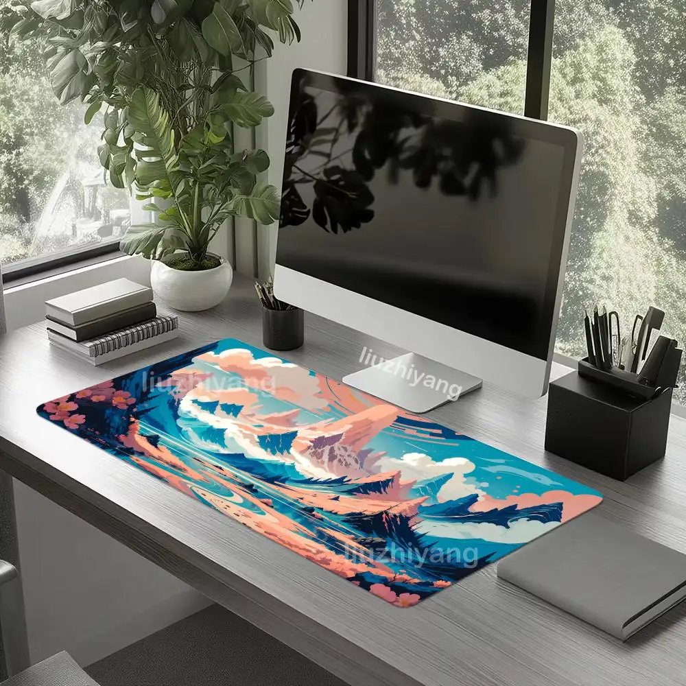 

Scenery Art Mouse Pad Large Computer Office Game Table Mat XXL Rubber Anti-slip Stitched Edges Keyboard Mats Washable Desk Pads