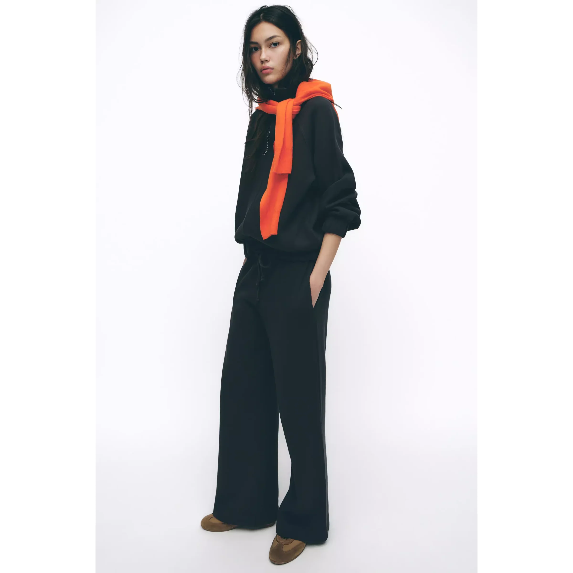 Soft Zipper Sweatirt Straight Leg Pants ZR Sle Women's Faion Streetwear Long Sve Warm Polyester Fiber Autumn Season