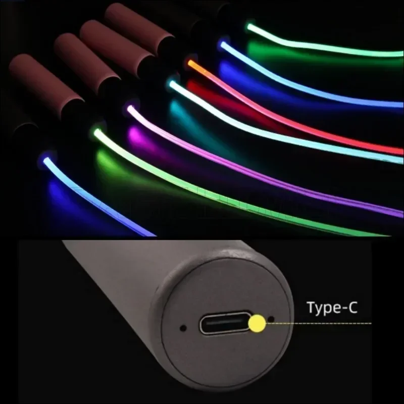 5V Rechargeable LED Night Glow Jump Ropes Glowing Skipping Rope for Kids Adult Adjustable Portable Training Sports Skipping Rope
