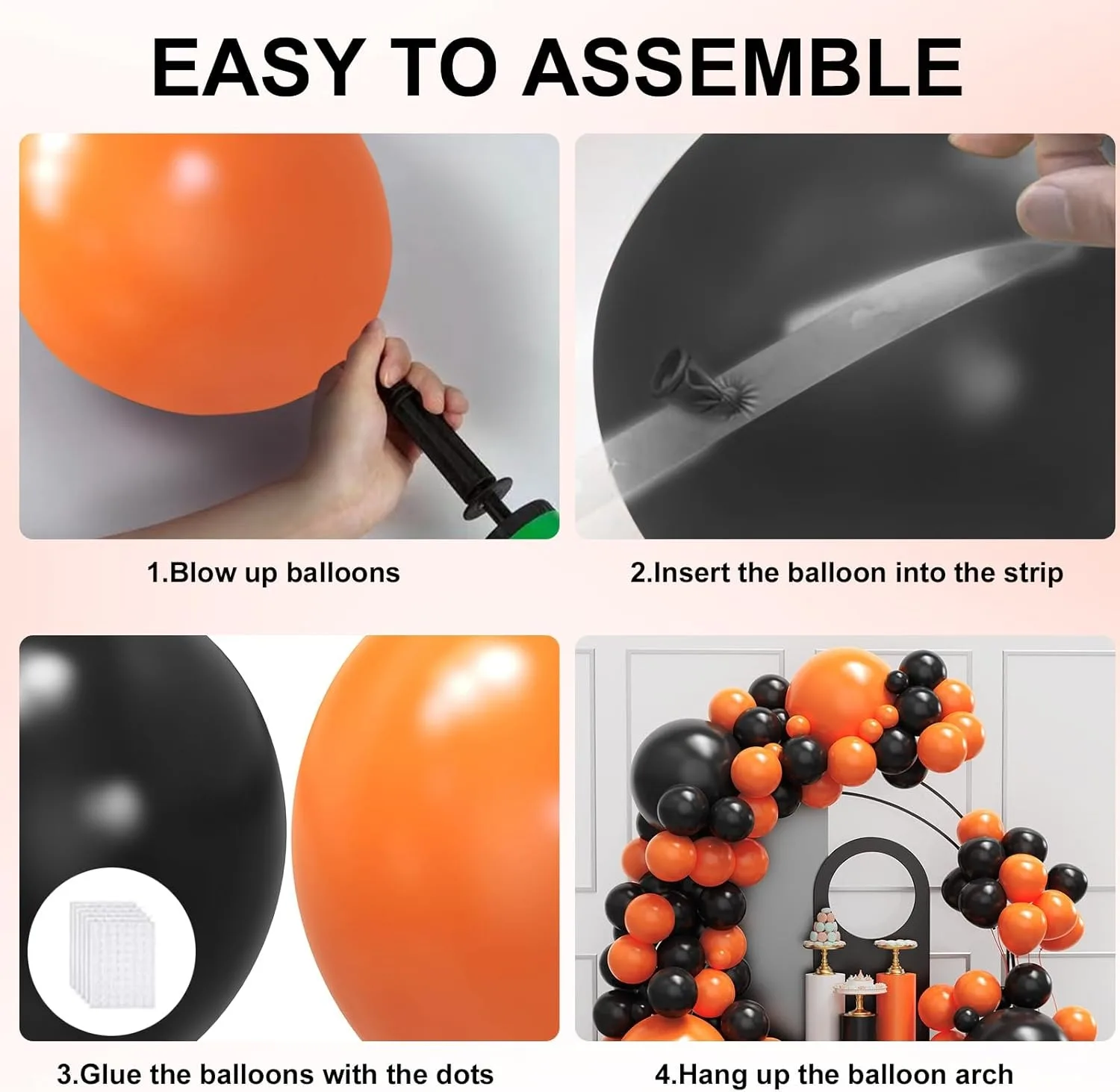 134pcs Orange and Black Balloons Arch Garland Kit for Graduation,  Birthday Party, Harley Davidson Decorations