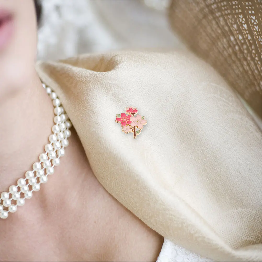 

6 Pcs Cherry Blossom Brooch Brooches for Women Backpack Pins The Flowers Aesthetic Badges Zinc Alloy Fashion Miss Label