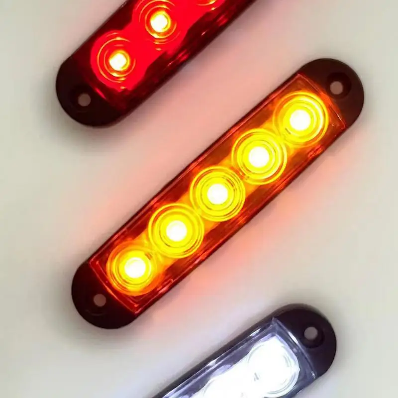 1PCS 5 LED 12V-24V Side Marker Lights Oval Front Rear Clearance Indicator Lamp Truck Accessorie for Trailer BUS Van Caravan