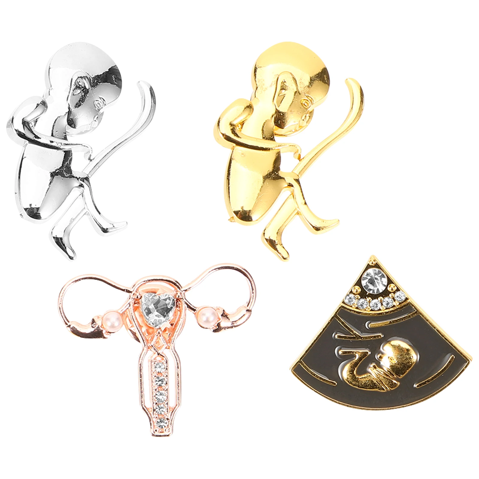 

4Pcs Metal Pins Zinc Alloy Women Clothes Decor Badge Fashion Suit Scarf Brooch Pin Accessories Lapel Pin