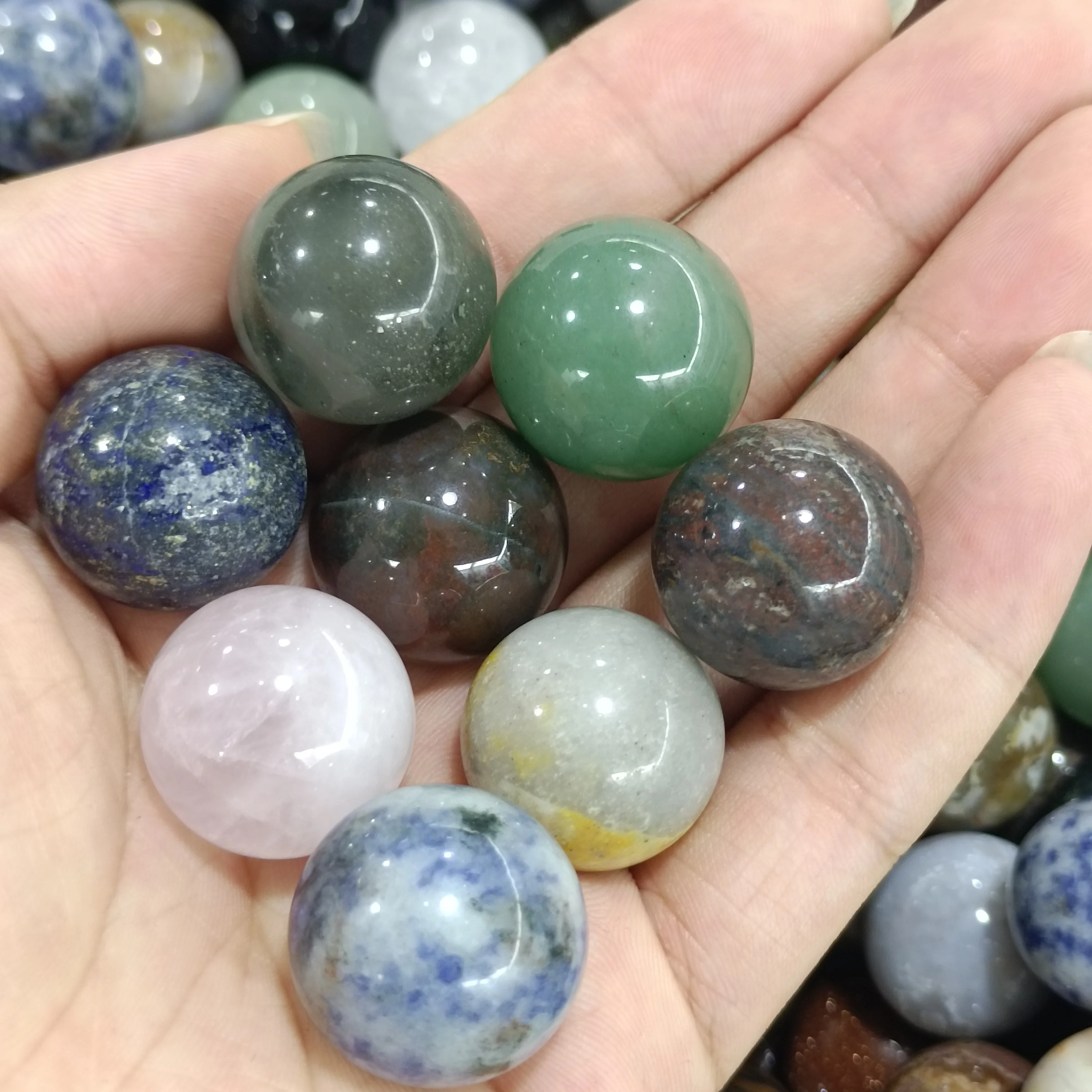 300g 2cm Lots Commixture Crystal Ball Natural Agate Stone Reiki Healing Quartz Globe Chakra Sphere Mineral Specimen Decor