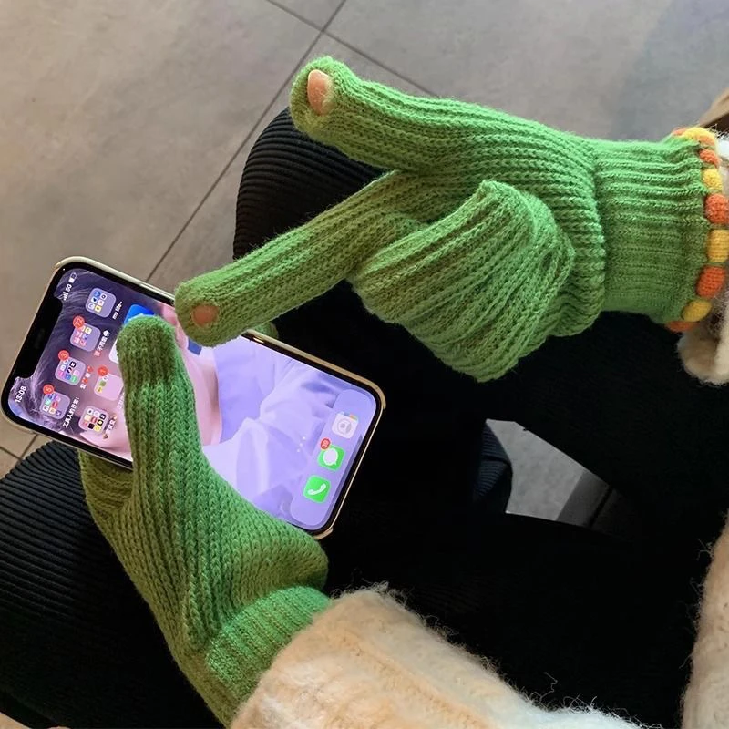 Fingerless Gloves Arm Warmers Mittens Women's Winter Accessories Knuckle Long Paws Fingers Apparel Touchscreen