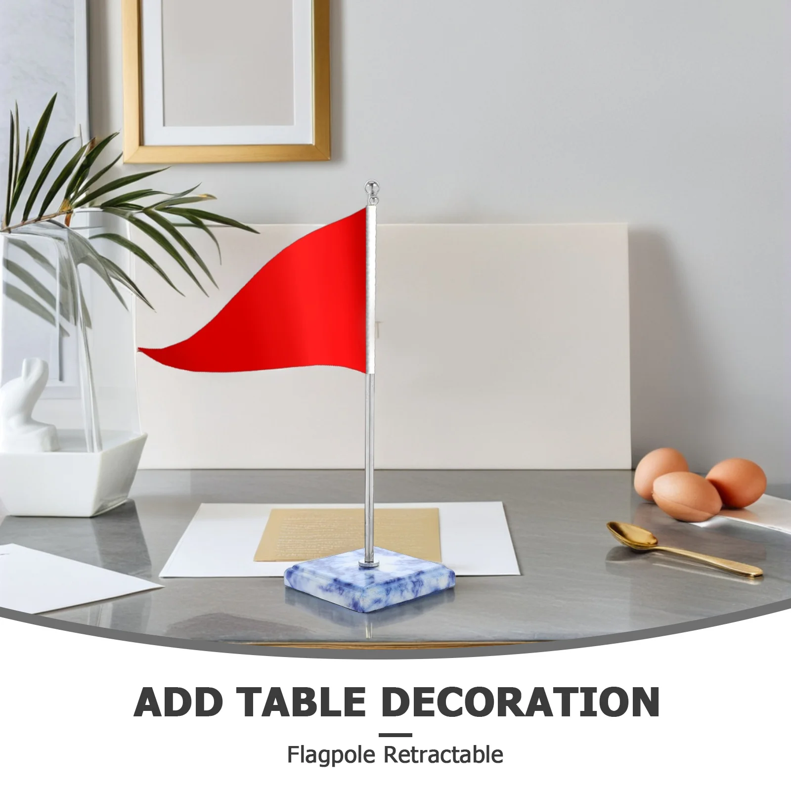 1 Set Metal Desk Flag Holder Base Adjustable Height For Conference Room Exhibition Events Table Top Double Flag