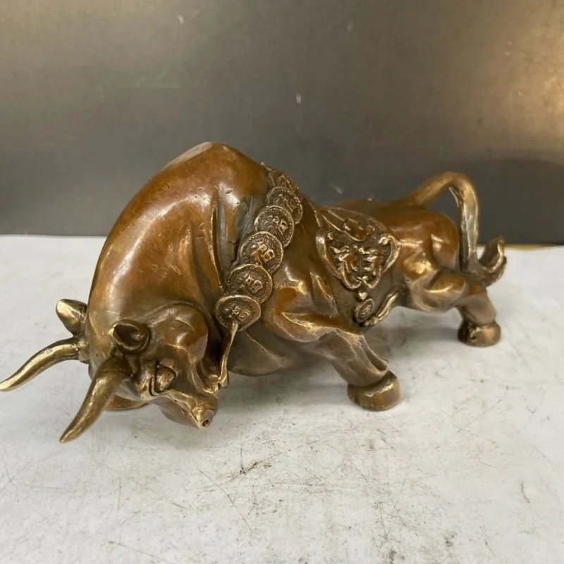 

Premium Antique Copperware Antique Collection Animal Money Fortune Character Copper Bull Ornament Home Decor Feng Shui Ornaments