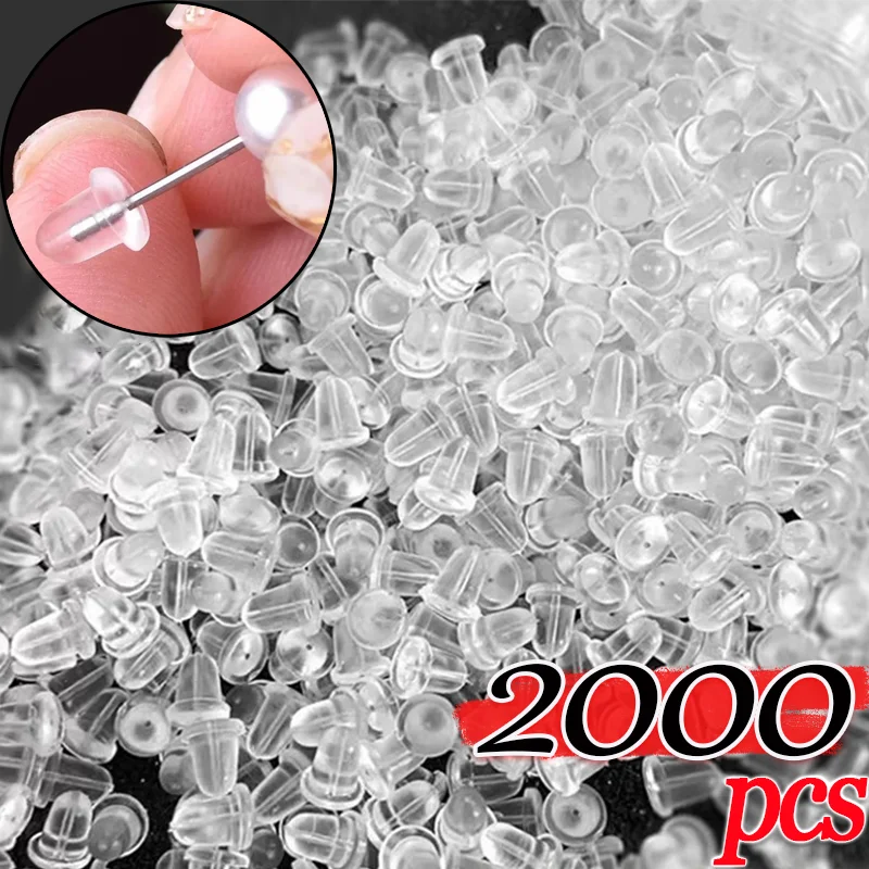 500-2000Pcs Silicone Rubber Earring Clasp Styles Ear Nut Plugging Earring Back Earstud Findings Earrings Jewelry Accessories