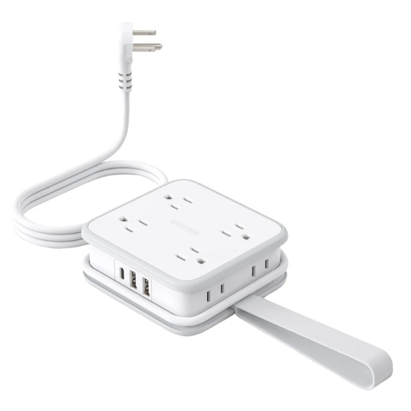 Type C Charging Adapter With Multiple Outlets And USB TypeC and 8AC Port For Home And Office Use