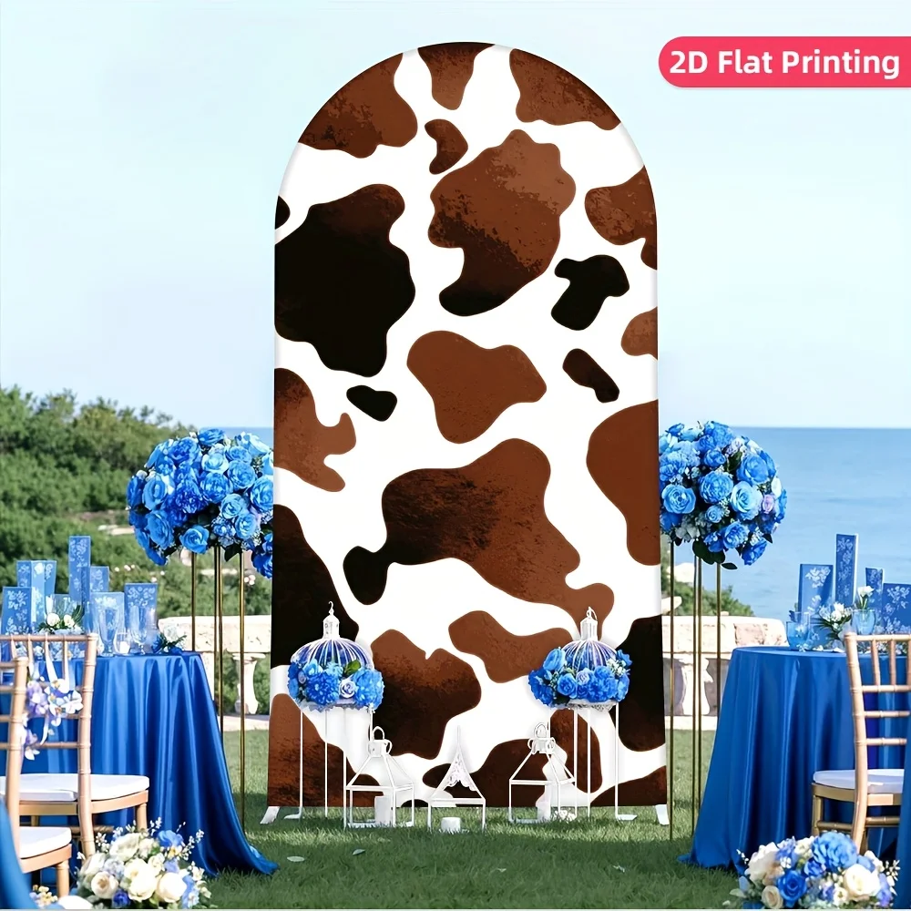 Mocsicka Farm Birthday Party Arch Cover Photography Backdrop Abstract Brown Cow Pattern Background Cowboy Baby Show Photo Stud
