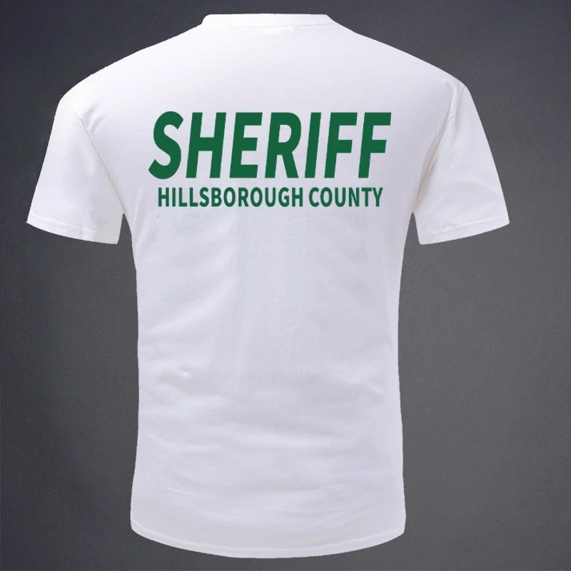 Best Sale 2026 Summer New Tough Guy Club America Series The SHERIFF Badge Printing Short Sleeve T-shirt