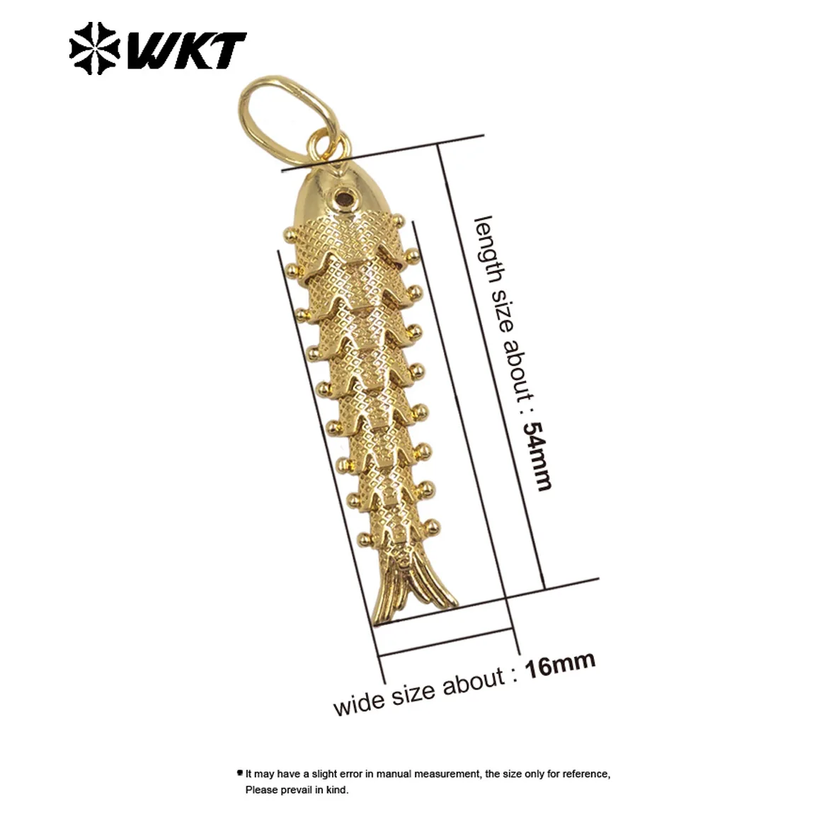 WT-P2076 High-end Feel Fish Shape Yellow Brass 59*17.5mm Pendant With 18K Real Gold Plated For Women 6