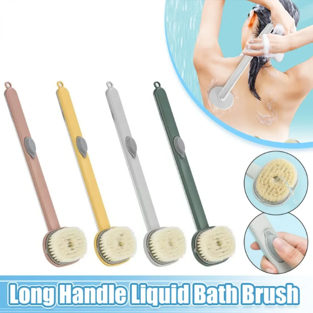 Long Handle Liquid Bath Brush Back Body Bath Shower Sponge Bathroom Body Brushes Exfoliating Scrub Massager Skin Cleaning Tools