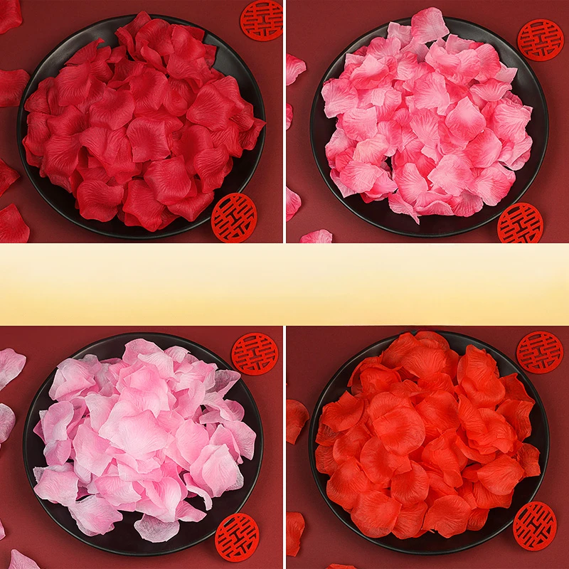 

600/1000/1200Pcs Artificial rose petals Color, red, white, Gold Rose petals Wedding party flower gift decorative rose supplies