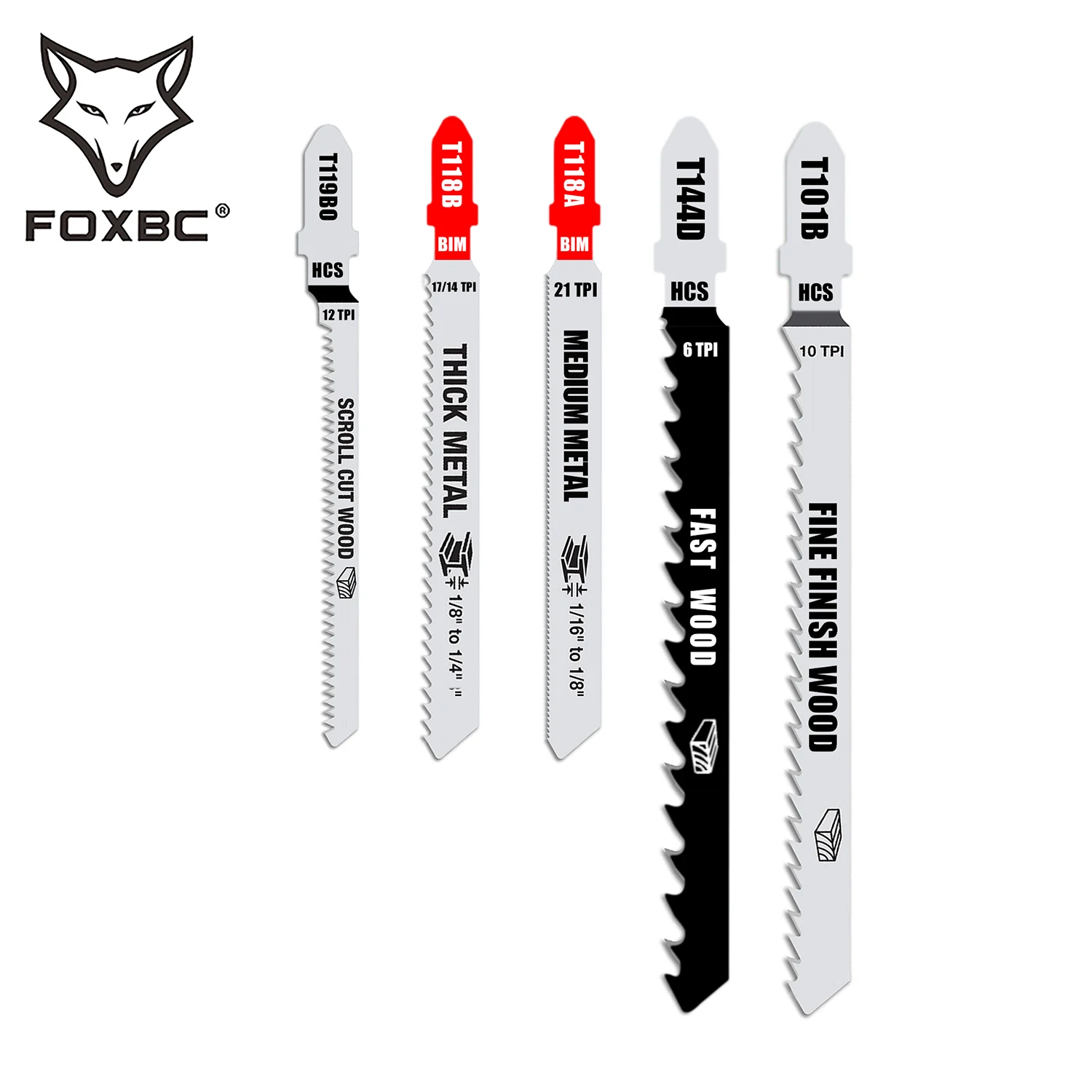 FOXBC T Shank Jigsaw Blades Set adatto a Dewalt, Bosch, Makita, Ryobi, artigiano, Skil, Dremel per il taglio di metalli in legno 22 pezzi