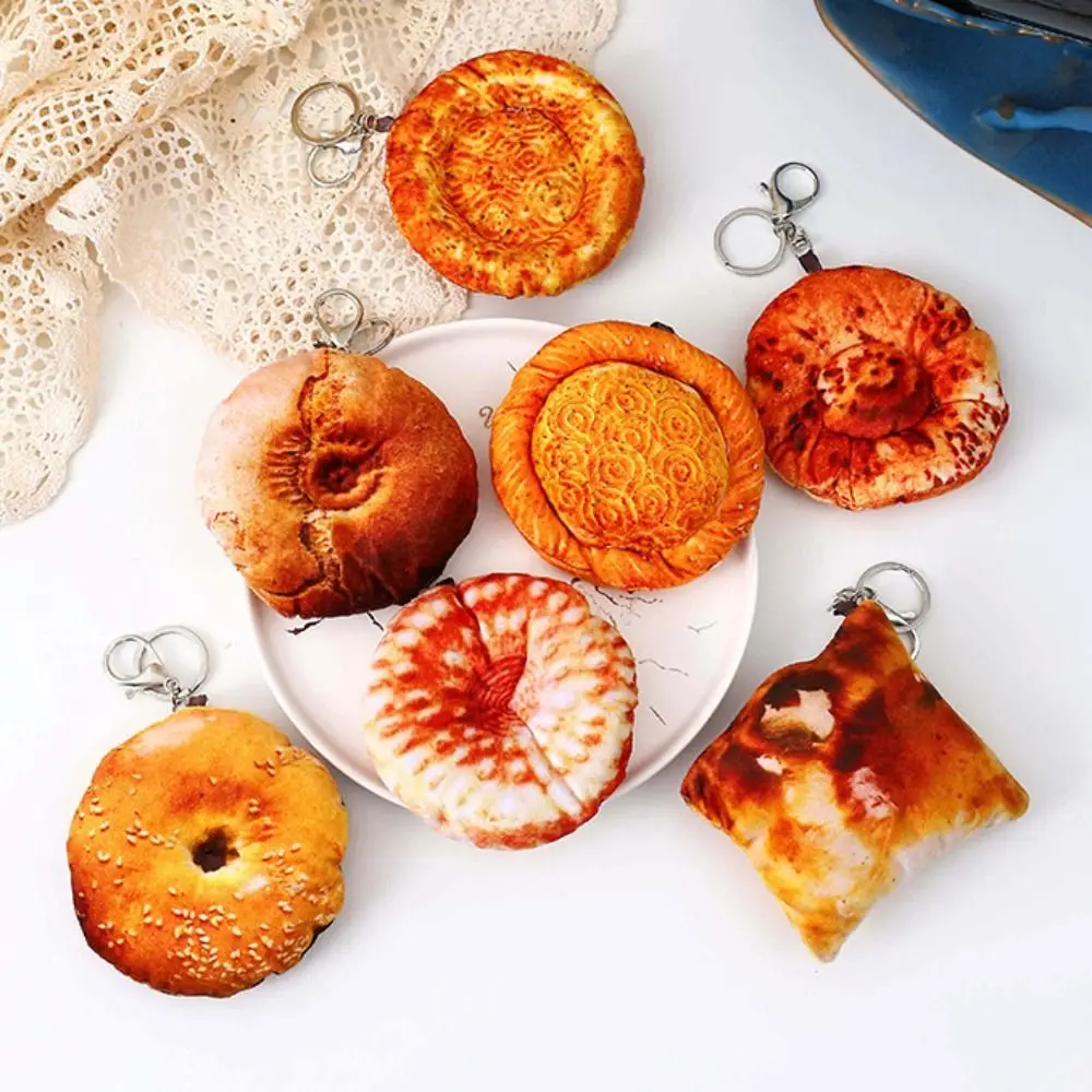 Kawaii Simulated Bread Keychain Plush Food Model Toy Roasted Bun Bag Pendant Novelty Nang Mobile Phone Ornaments Bag Decoration