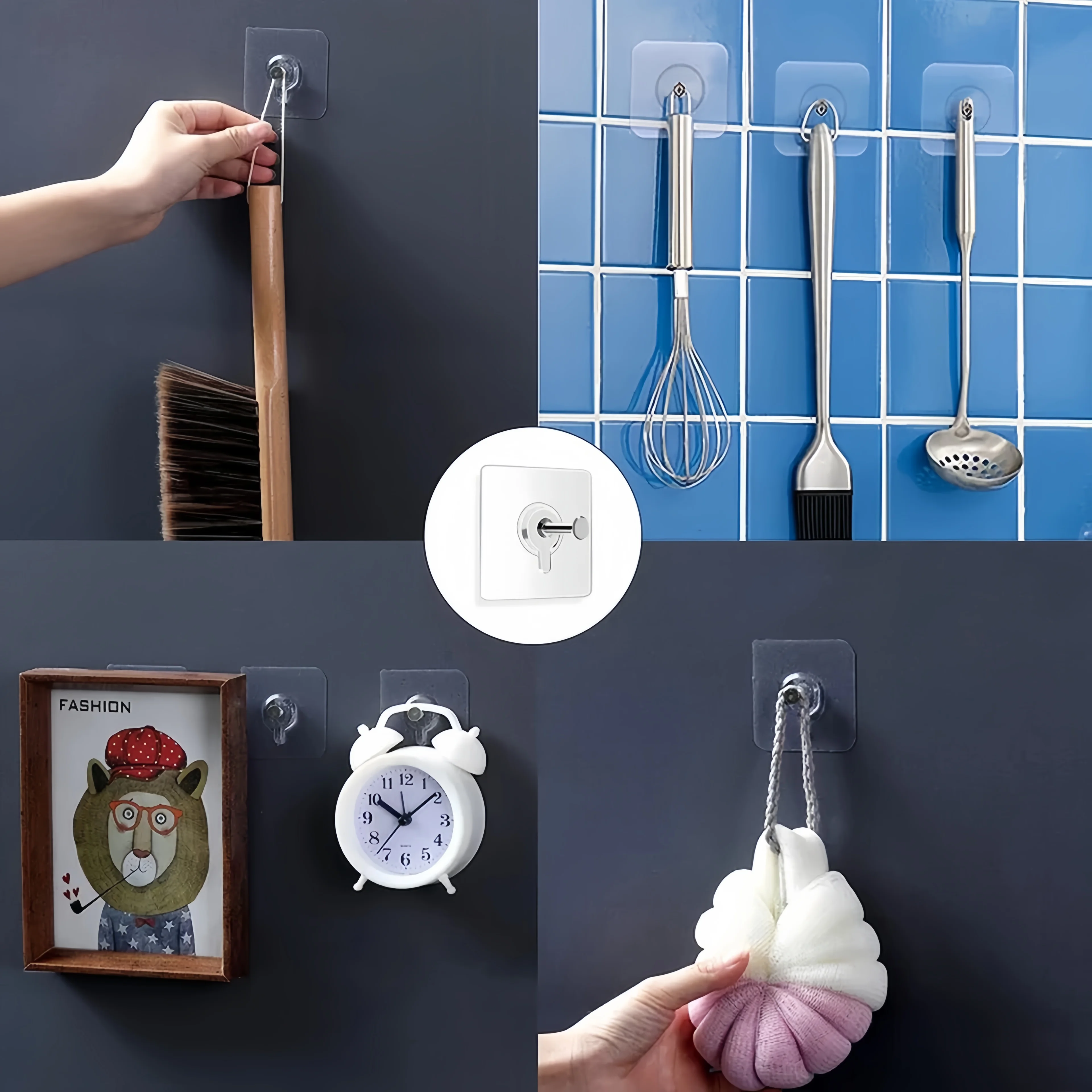 Strong Adhesive Hooks Photo Clock No Drilling Hooks Picture Frame Holder Poster Waterproof Kitchen Bathroom Hanger Screw Hooks