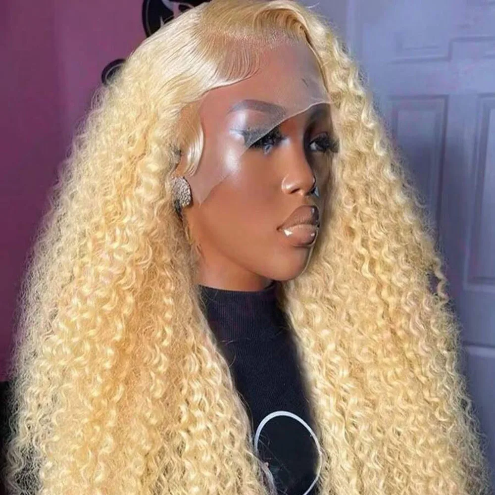 

Deep Wave Wigs Human Hair Lace Front 613 13x4 HD Transparent Curly 200% Density Pre Plucked Lace Frontal Wig For Women 30 Inch