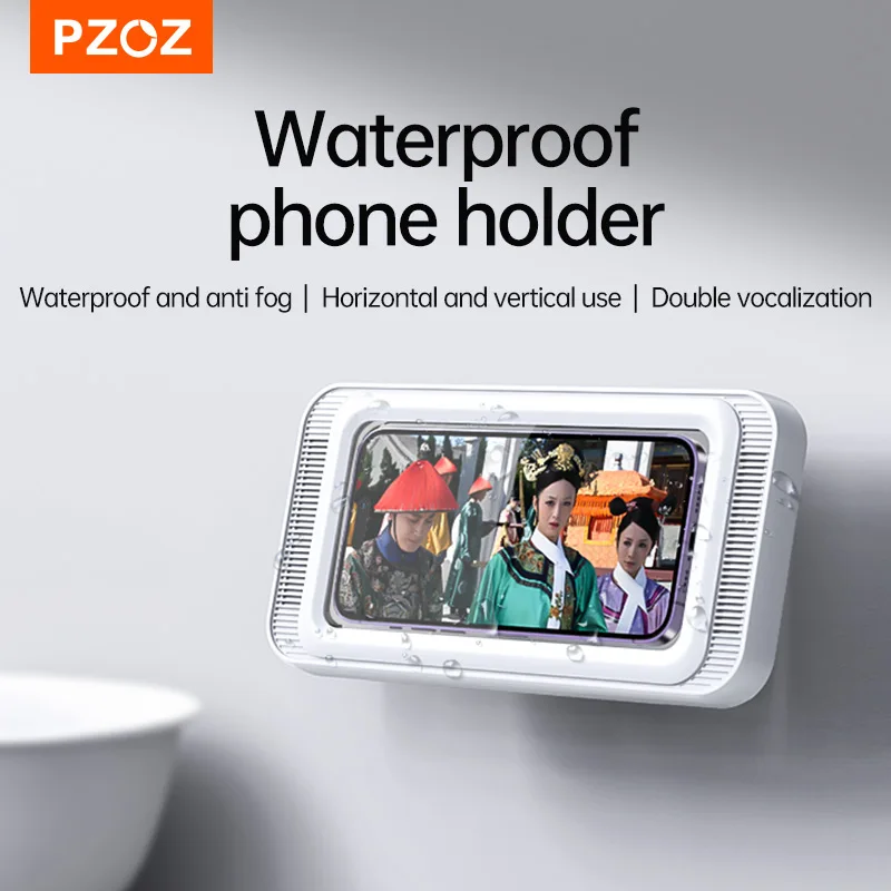 PZOZ Bathroom Holder Box Wall Phone Holder Shower On Wall Holder Bracket 6 Inch Rotation Phone Holder Waterproof Storage Box