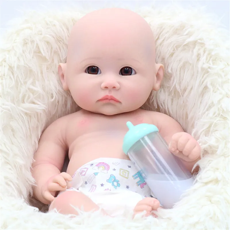 

New full soilid Silicone Reborn Baby Doll kits 3D painted with boy organ Characteristics Lifelike Newborn Baby DIY Toys Kit